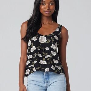 New women’s floral Saltwater LUXE Black and White Relaxed Tank Top medium M NWT
